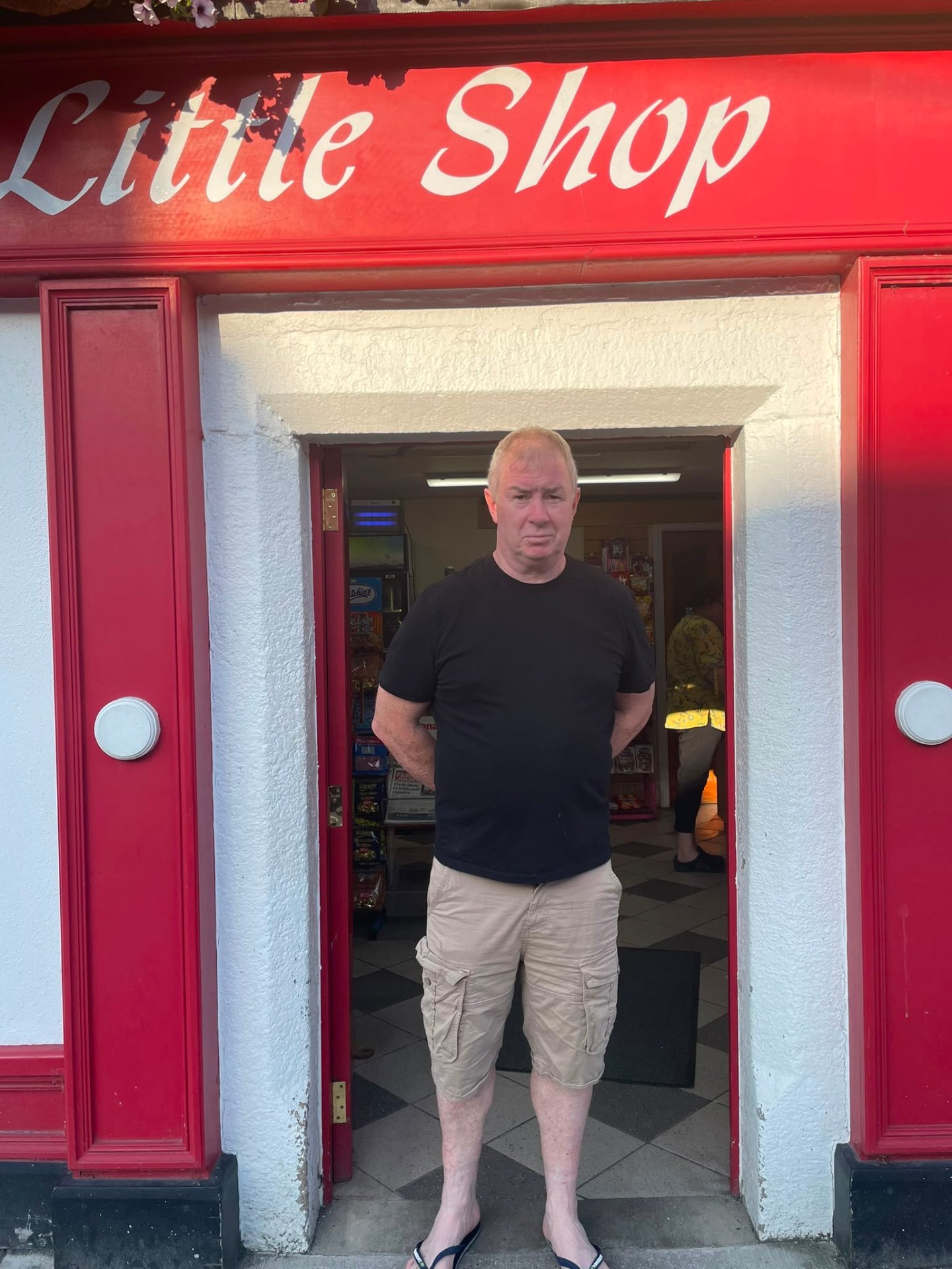 Shane standing in the doorway of The Little Shop in Bagenalstown